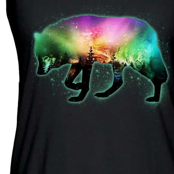 Aurora Borealis Wolf Wilderness Ladies Essential Flowy Tank