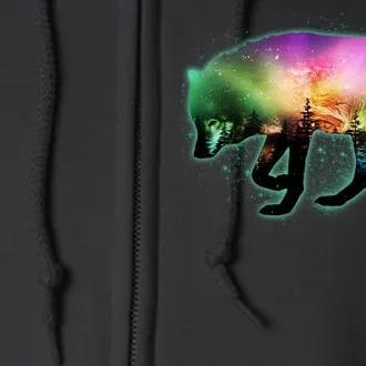 Aurora Borealis Wolf Wilderness Full Zip Hoodie