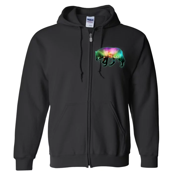 Aurora Borealis Wolf Wilderness Full Zip Hoodie