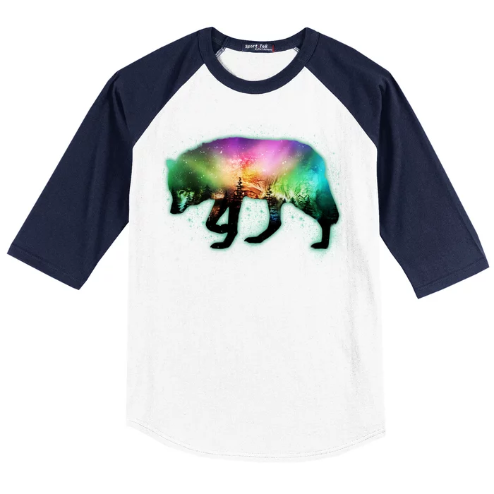 Aurora Borealis Wolf Wilderness Baseball Sleeve Shirt