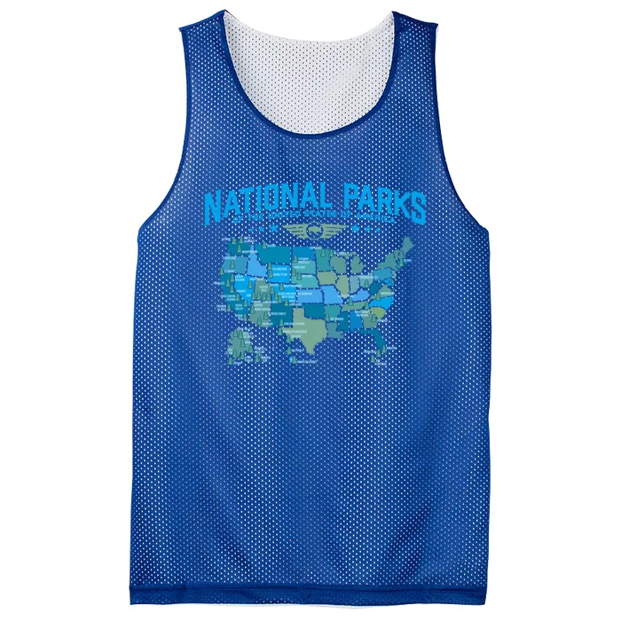 All U S National Parks Map Camping 80s Graphic Gift Mesh Reversible Basketball Jersey Tank