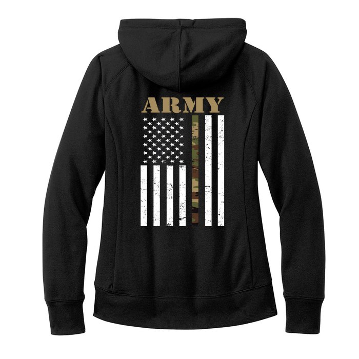 Army United States Thin Camo Line Flag Front And Back Front & Back Women's Fleece Hoodie