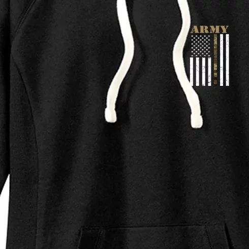 Army United States Thin Camo Line Flag Front And Back Front & Back Women's Fleece Hoodie