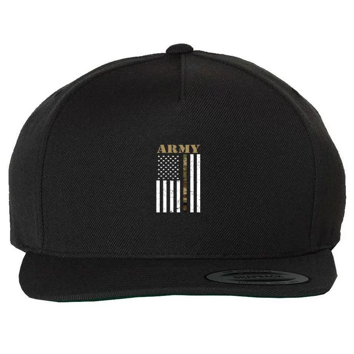 Army United States Thin Camo Line Flag Front And Back Front & Back Wool Snapback Cap