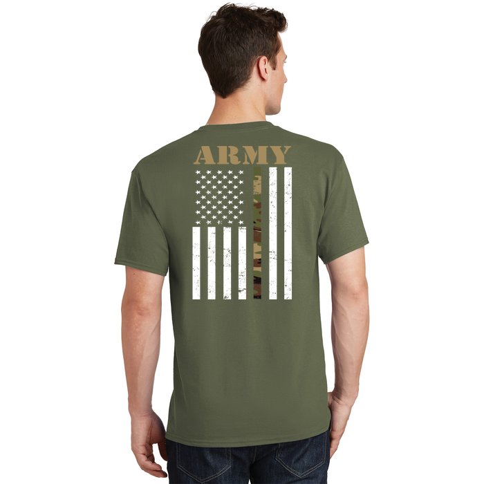 Army United States Thin Camo Line Flag Front And Back Front & Back T-Shirt