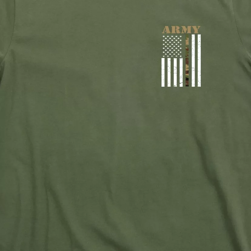 Army United States Thin Camo Line Flag Front And Back Front & Back T-Shirt