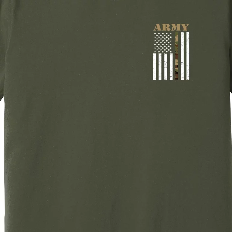 Army United States Thin Camo Line Flag Front And Back Front & Back Premium T-Shirt