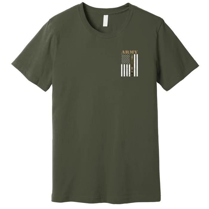 Army United States Thin Camo Line Flag Front And Back Front & Back Premium T-Shirt