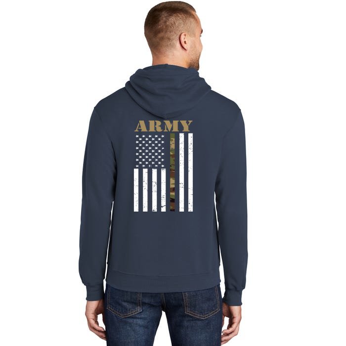 Army United States Thin Camo Line Flag Front And Back Front & Back Tall Hoodie