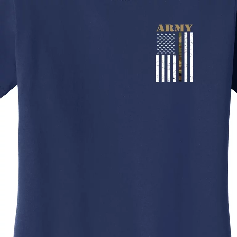 Army United States Thin Camo Line Flag Front And Back Front & Back Women's T-Shirt