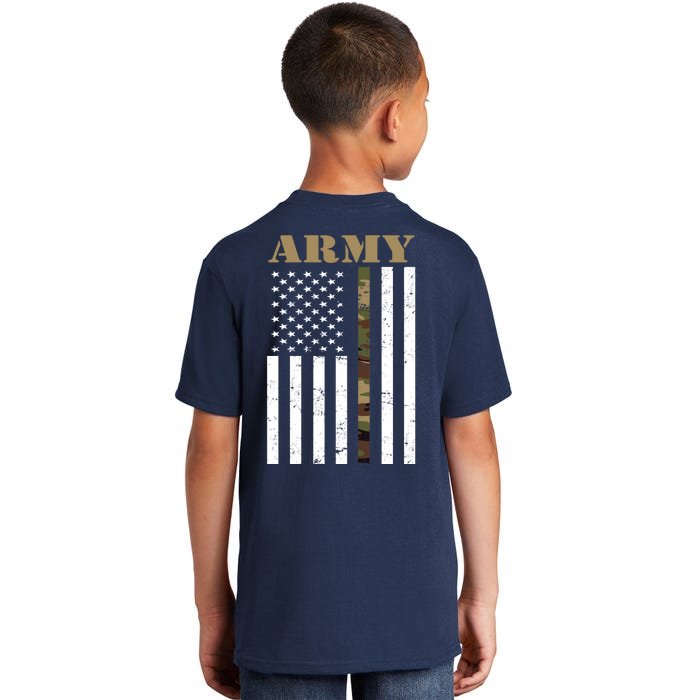 Army United States Thin Camo Line Flag Front And Back Front & Back Kids T-Shirt