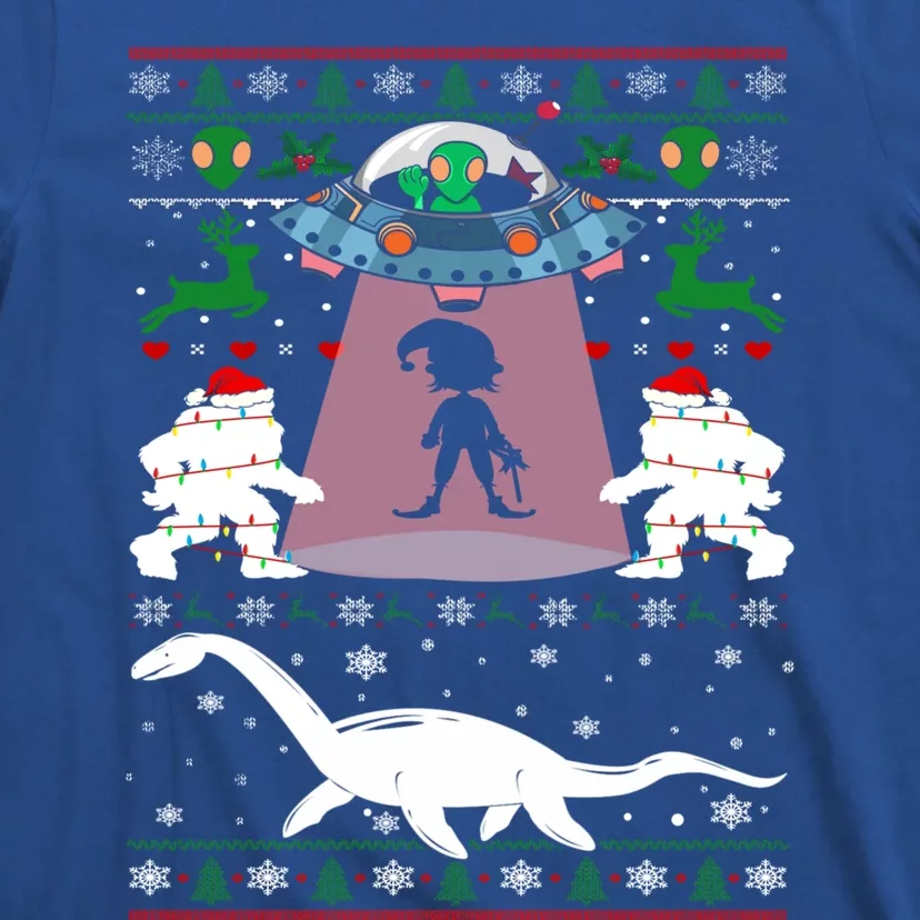 Alien Ufo Santa Elf Alien Dinosaur Bigfoot Sweater Xmas Cool Gift T-Shirt