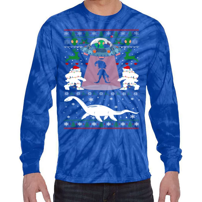 Alien Ufo Santa Elf Alien Dinosaur Bigfoot Sweater Xmas Cool Gift Tie-Dye Long Sleeve Shirt