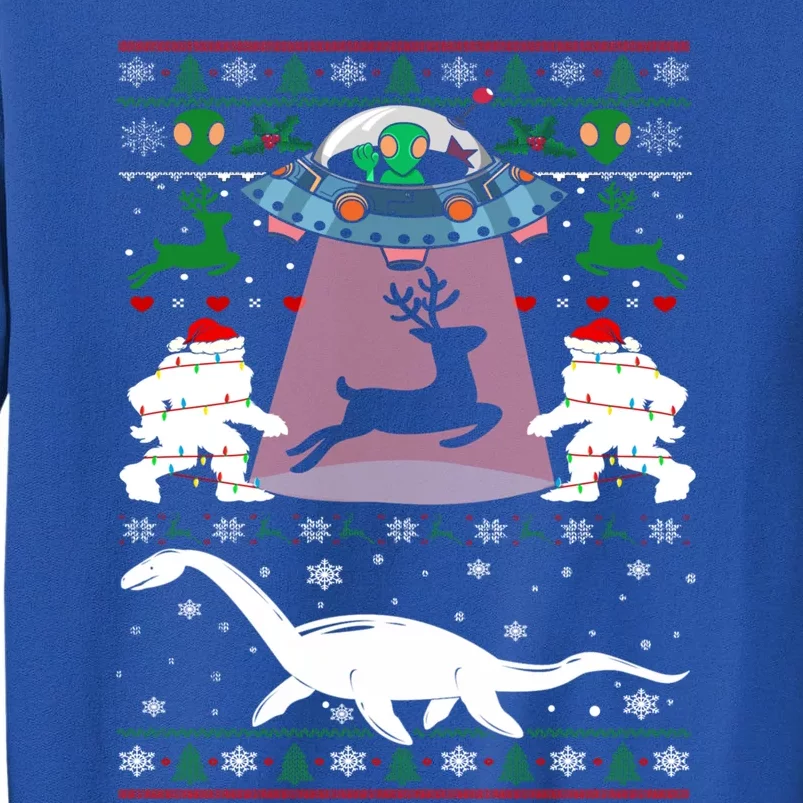 Alien Ufo Santa Reindeer Alien Dinosaur Bigfoot Sweater Xmas Meaningful Gift Tall Sweatshirt