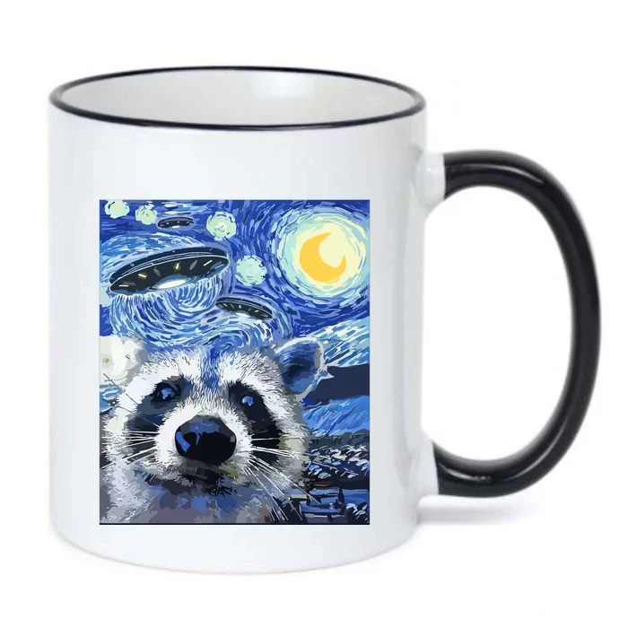 Alien Ufo Starry Night Racoon Black Color Changing Mug