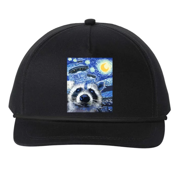 Alien Ufo Starry Night Racoon Snapback Five-Panel Rope Hat