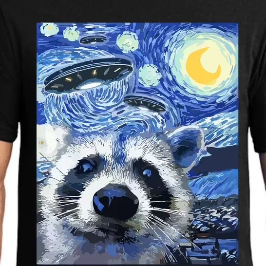 Alien Ufo Starry Night Racoon Pajama Set