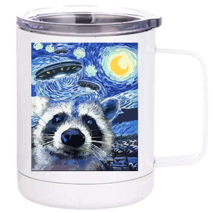 Alien Ufo Starry Night Racoon Front & Back 12oz Stainless Steel Tumbler Cup