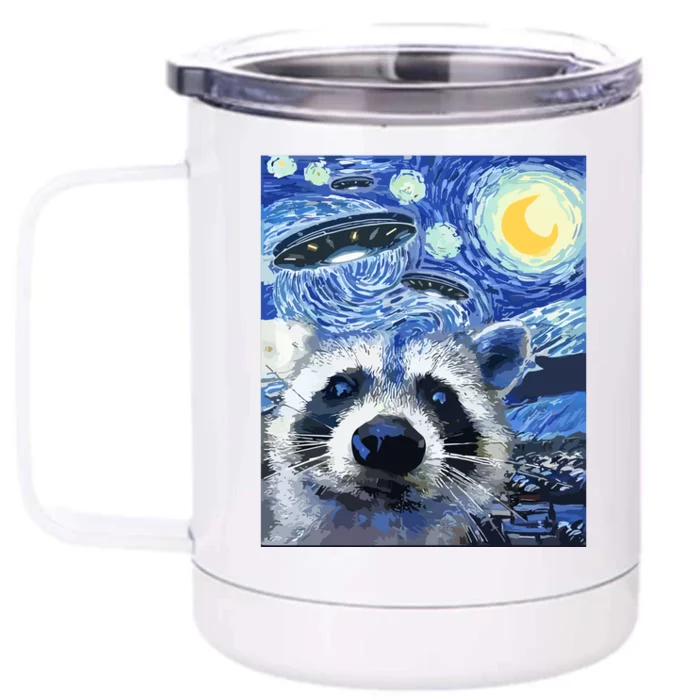 Alien Ufo Starry Night Racoon Front & Back 12oz Stainless Steel Tumbler Cup