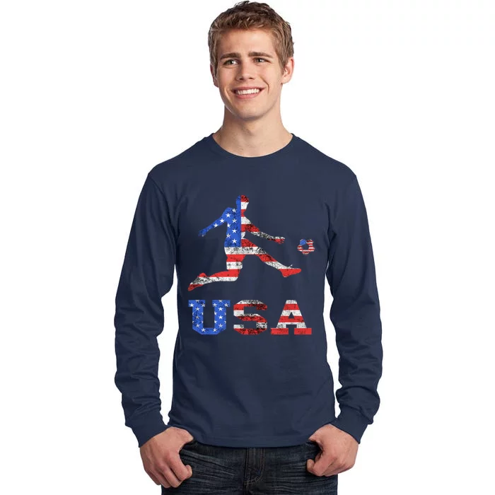 America USA Soccer Player American USA America Flag Tall Long Sleeve T-Shirt