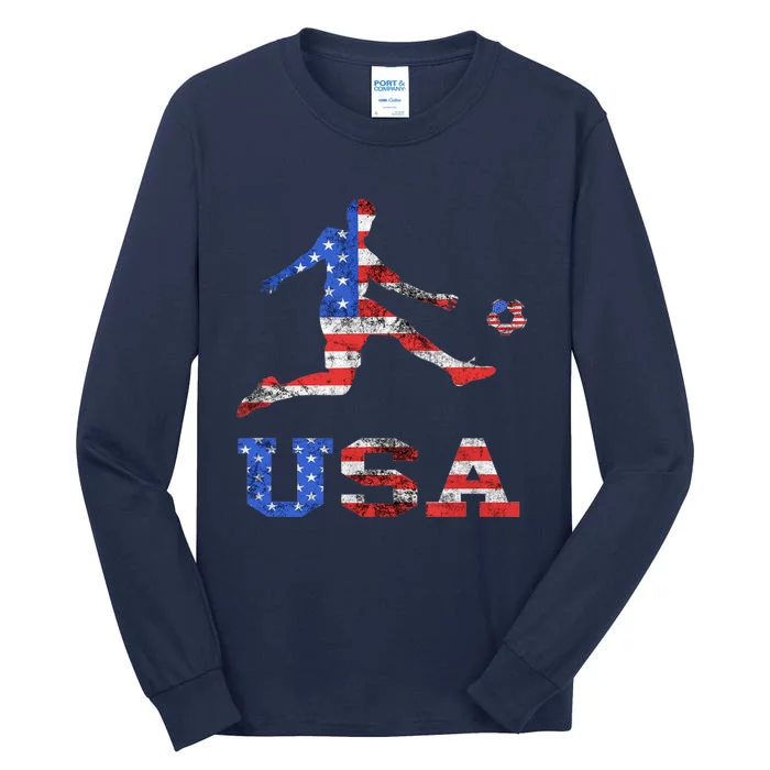 America USA Soccer Player American USA America Flag Tall Long Sleeve T-Shirt