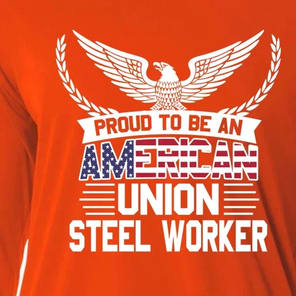 American Union Steel Worker Pride Funny Gift Cooling Performance Long Sleeve Crew