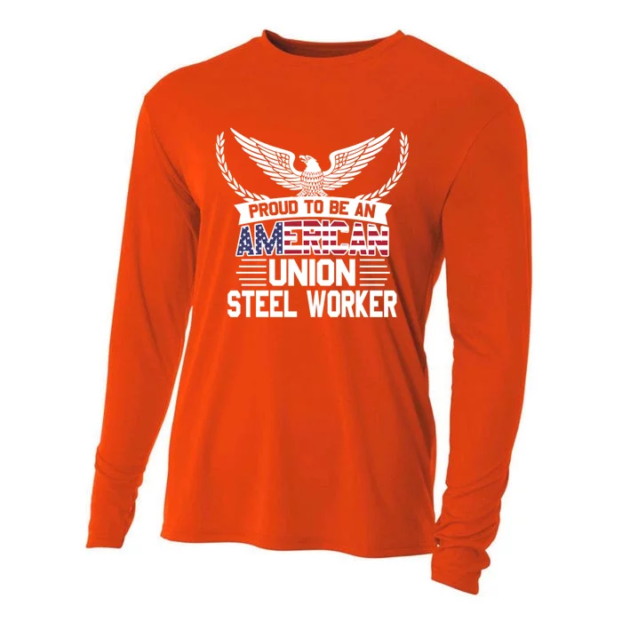 American Union Steel Worker Pride Funny Gift Cooling Performance Long Sleeve Crew