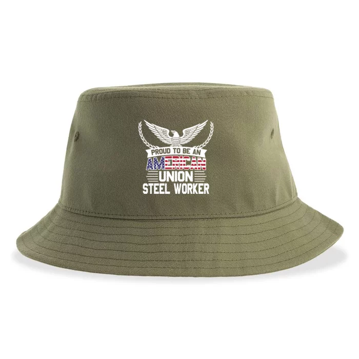 American Union Steel Worker Pride Funny Gift Sustainable Bucket Hat