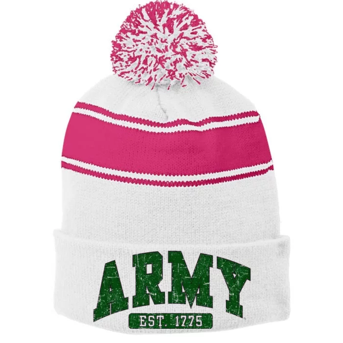 Army United States Military Retro Officially Stripe Pom Pom Beanie