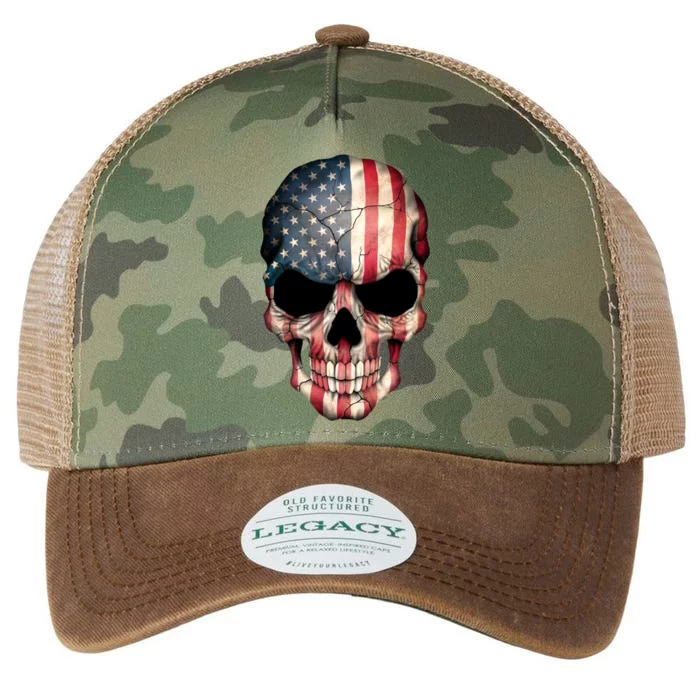 American USA Skull Grunge American Flag Legacy Tie Dye Trucker Hat