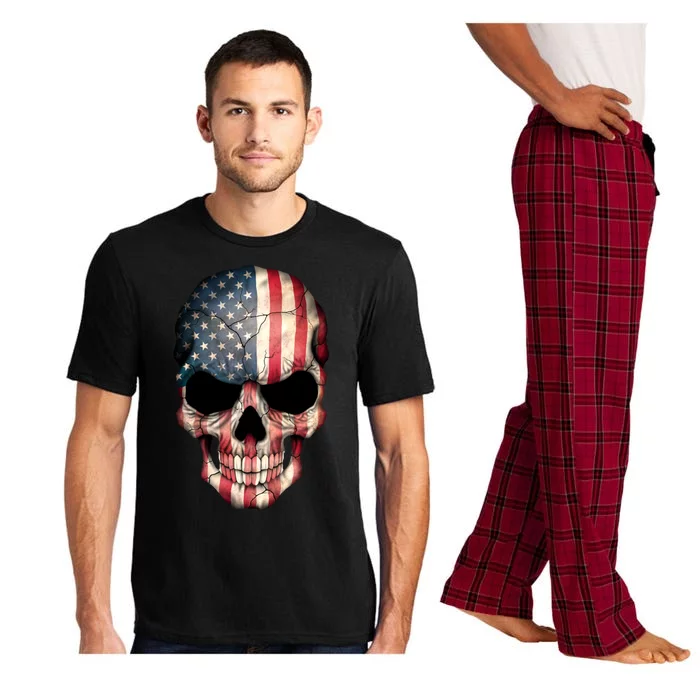 American USA Skull Grunge American Flag Pajama Set