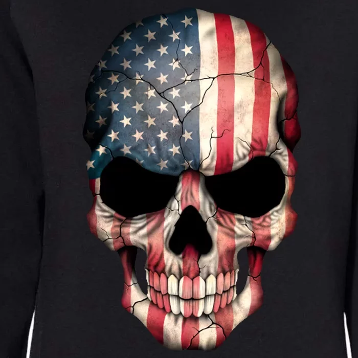 American USA Skull Grunge American Flag Womens California Wash Sweatshirt