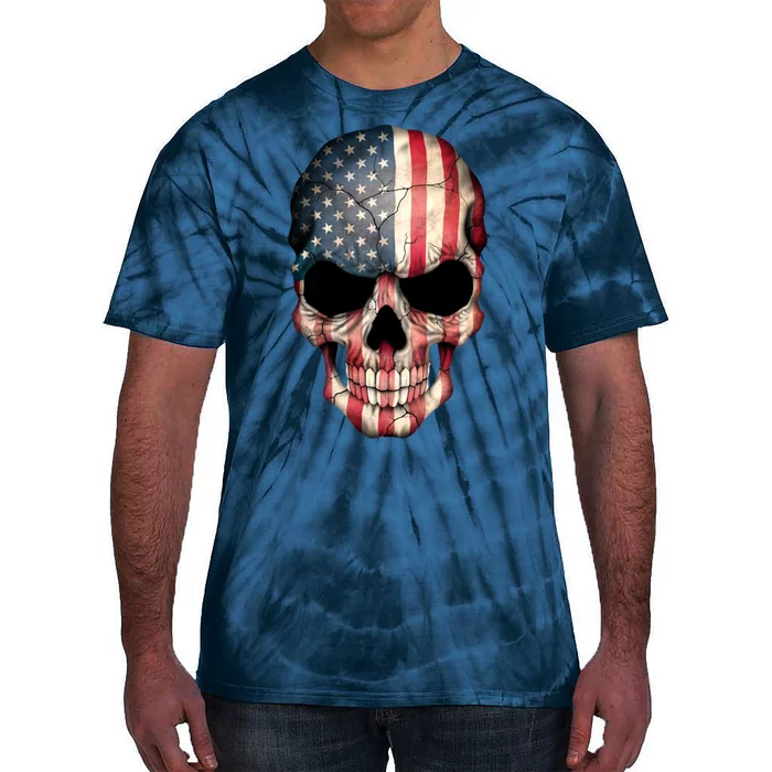 American USA Skull Grunge American Flag Tie-Dye T-Shirt