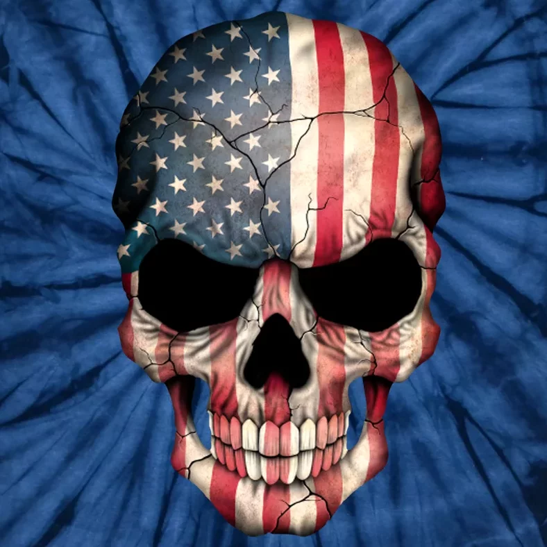 American USA Skull Grunge American Flag Tie-Dye T-Shirt