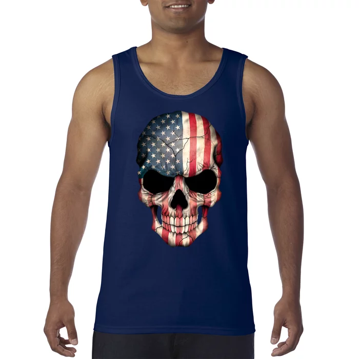 American USA Skull Grunge American Flag Tank Top