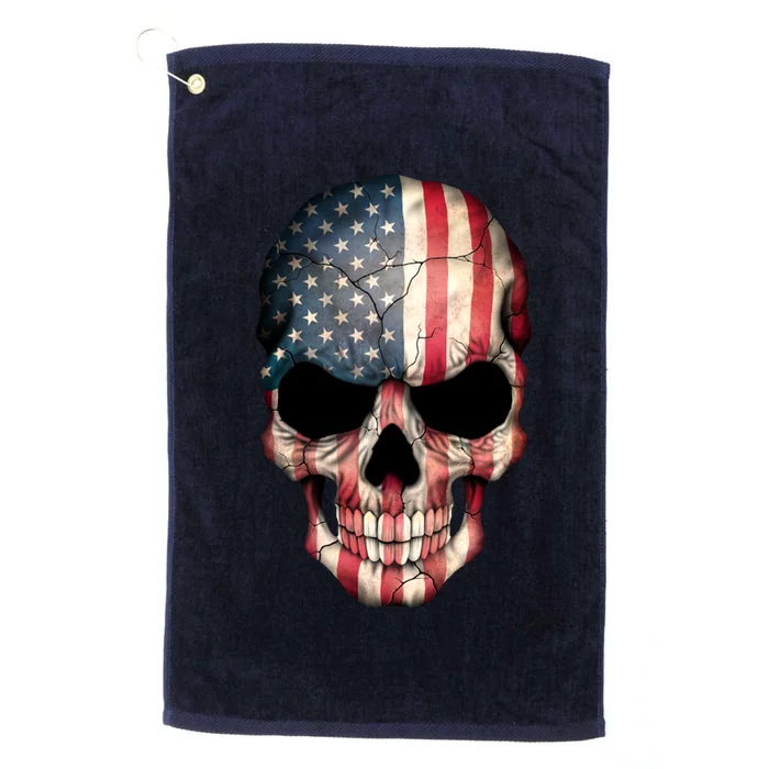 American USA Skull Grunge American Flag Platinum Collection Golf Towel