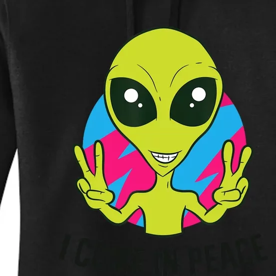 Alien Ufo Space Rave EDM Music I Come In Peace Women's Pullover Hoodie