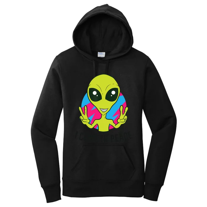 Alien Ufo Space Rave EDM Music I Come In Peace Women's Pullover Hoodie