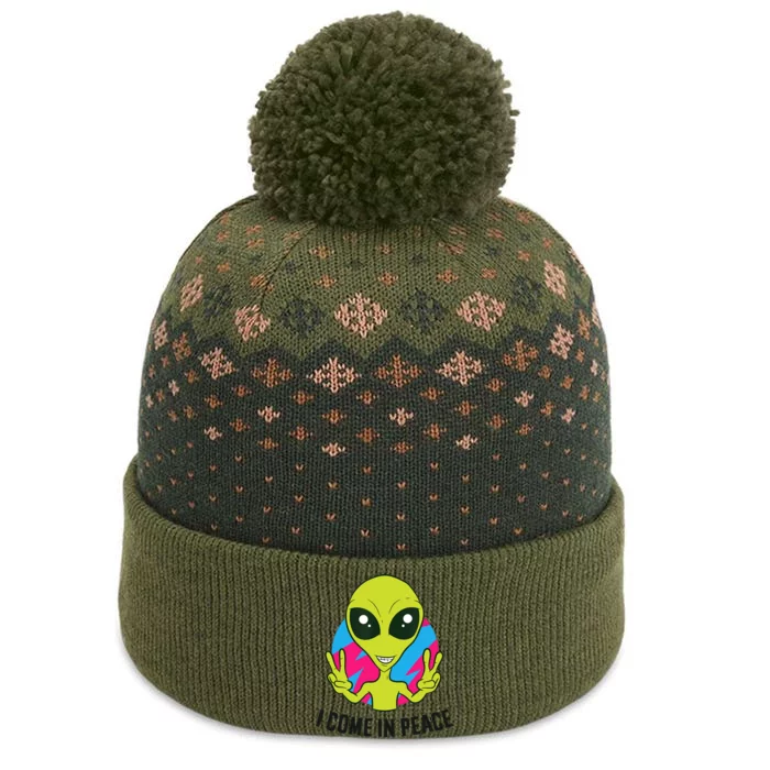 Alien Ufo Space Rave EDM Music I Come In Peace The Baniff Cuffed Pom Beanie