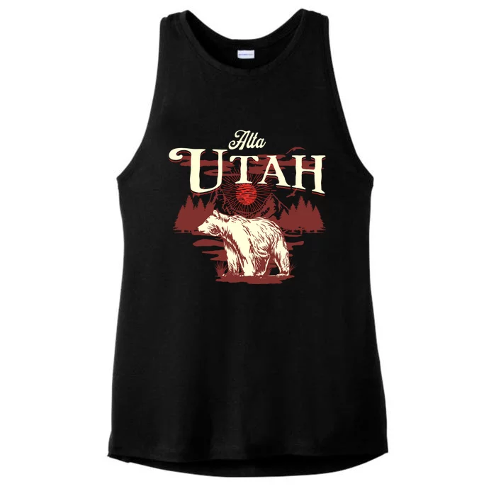 Alta Utah Ski Resort Mountains And Bear Gift Ladies Tri-Blend Wicking Tank