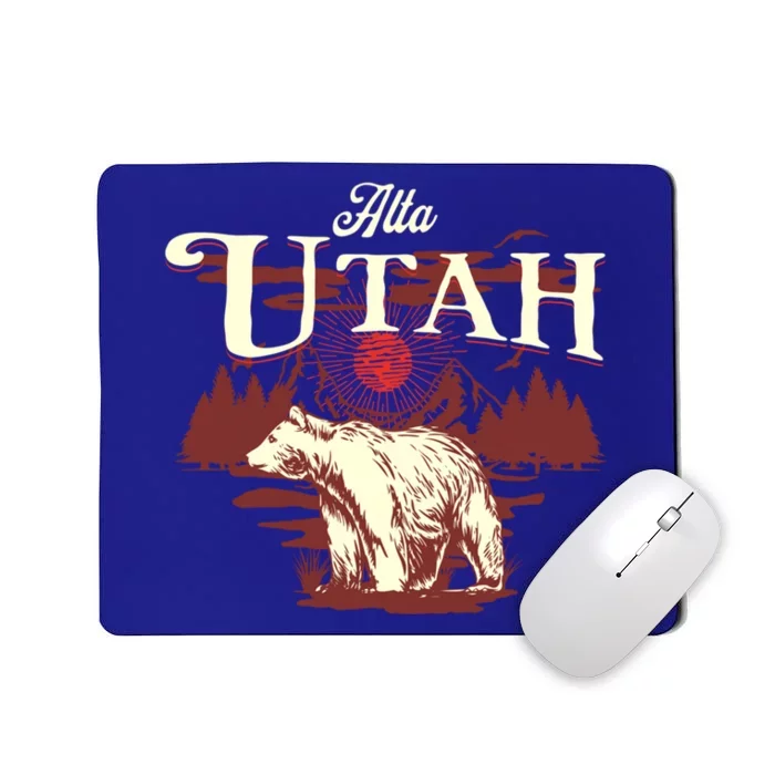 Alta Utah Ski Resort Mountains And Bear Gift Mousepad