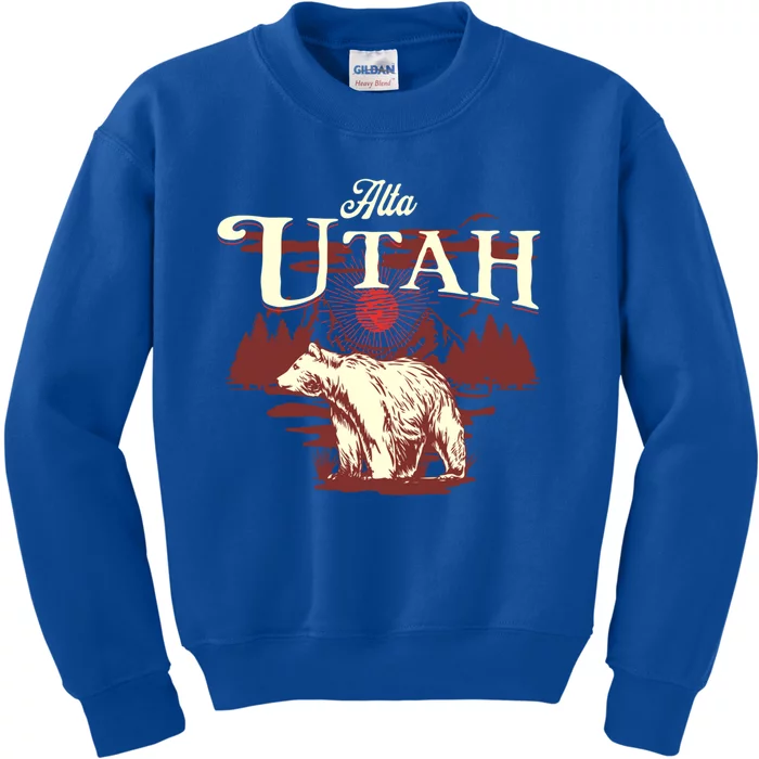 Alta Utah Ski Resort Mountains And Bear Gift Kids Sweatshirt