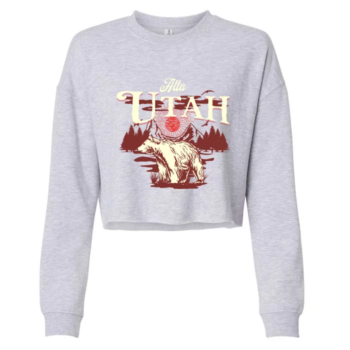 Alta Utah Ski Resort Mountains And Bear Gift Cropped Pullover Crew