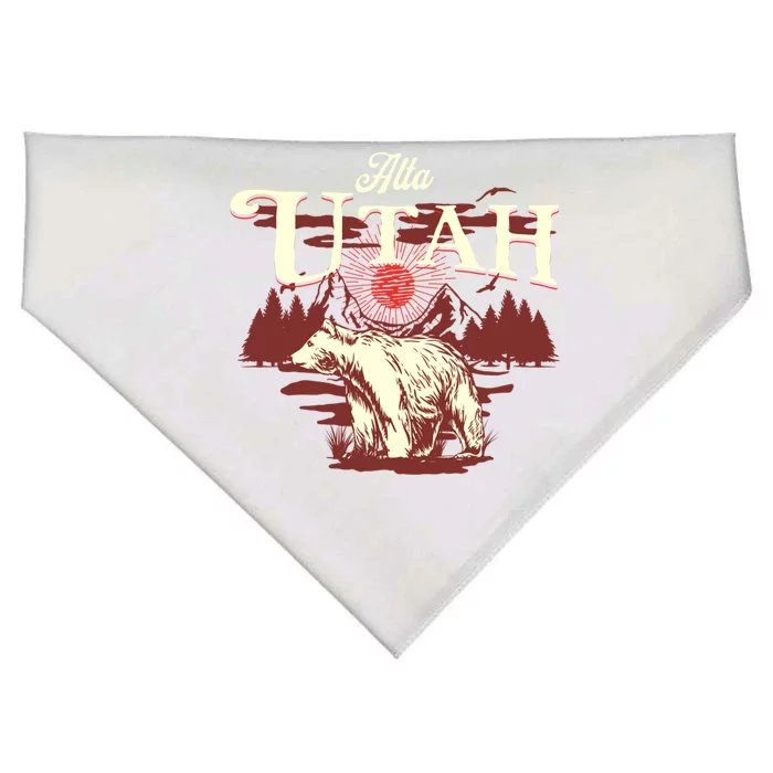 Alta Utah Ski Resort Mountains And Bear Gift USA-Made Doggie Bandana