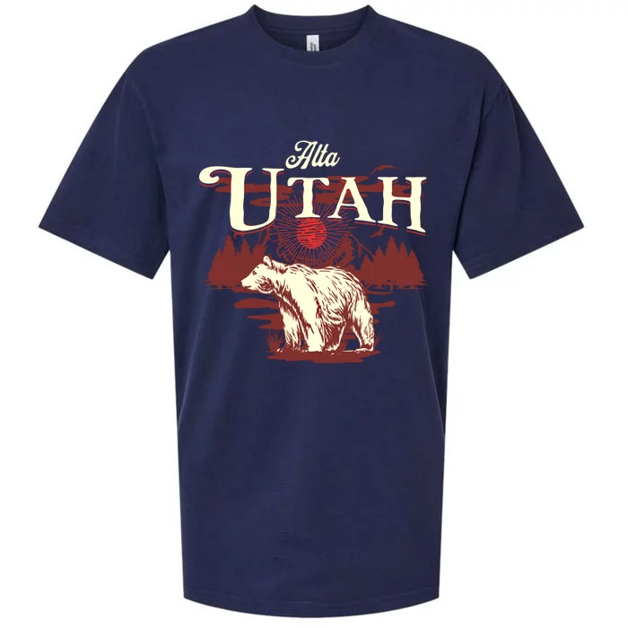 Alta Utah Ski Resort Mountains And Bear Gift Sueded Cloud Jersey T-Shirt