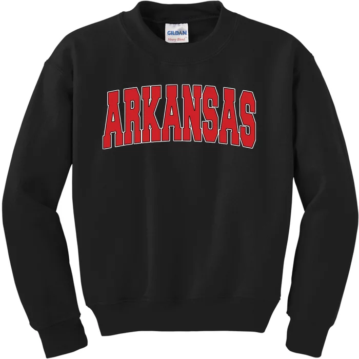 Arkansas Usa State Ar Varsity Style Vintage Sports Kids Sweatshirt