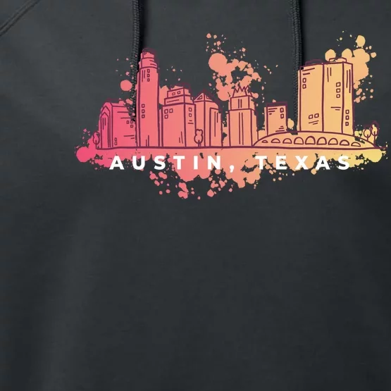 Austin Texas Skyline Performance Fleece Hoodie