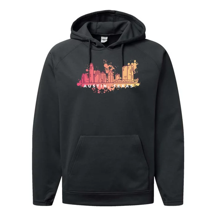 Austin Texas Skyline Performance Fleece Hoodie