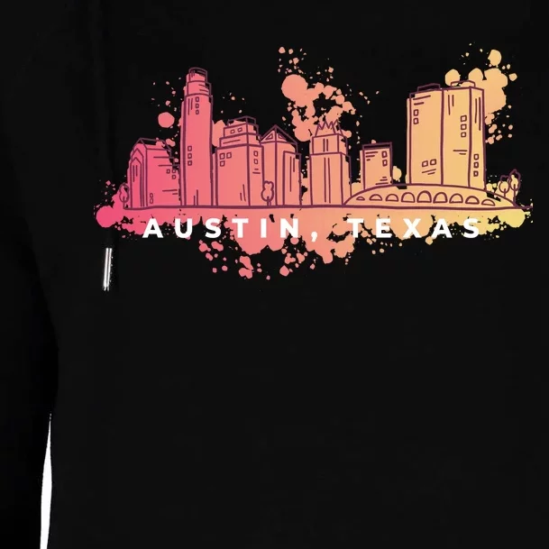 Austin Texas Skyline Womens Funnel Neck Pullover Hood