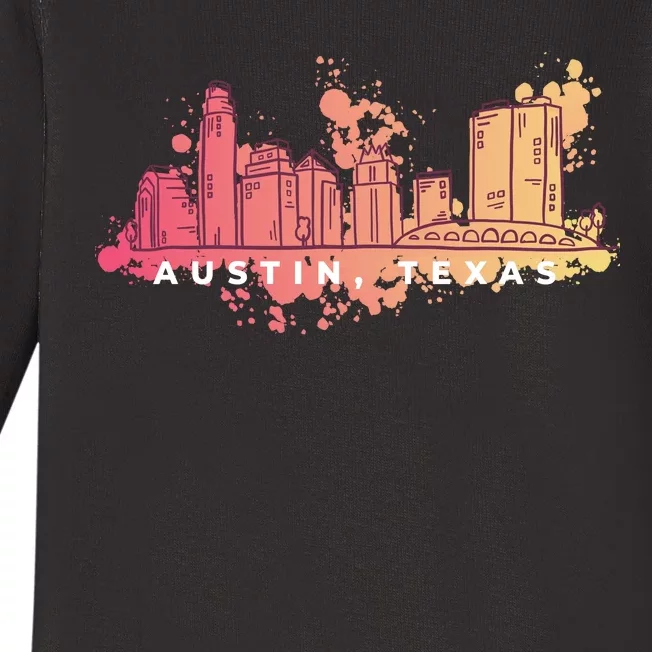 Austin Texas Skyline Baby Long Sleeve Bodysuit